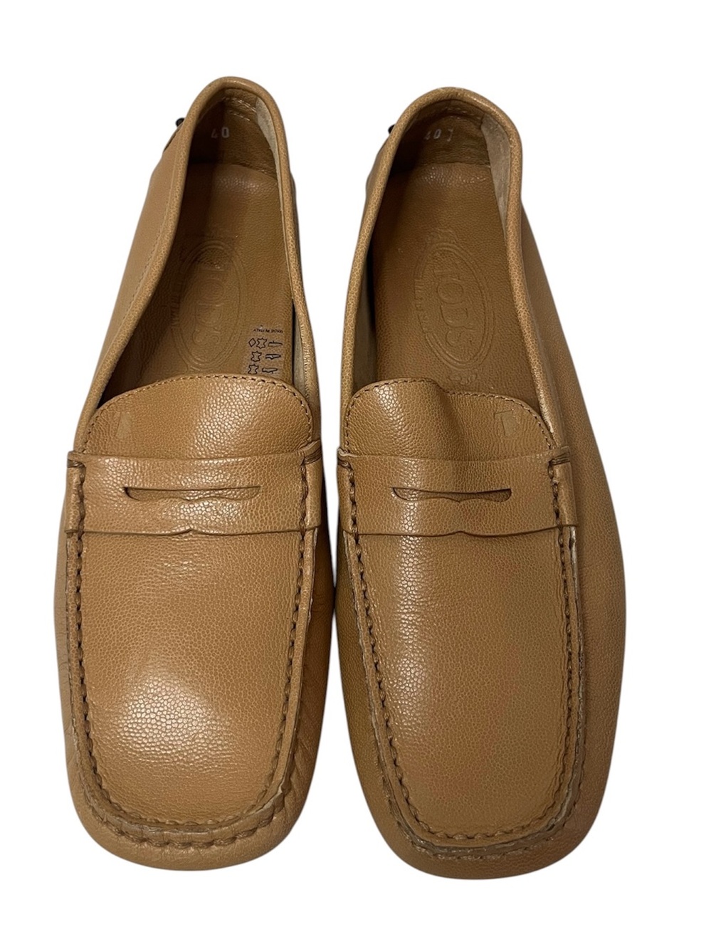 Tod’s Gommino Tan Leather Penny Loafers Driving Shoes EU 40 US 10 Women's